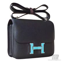 Hermes Mini Constance 18 Bag ck89 Noir Epsom Enamel PHW