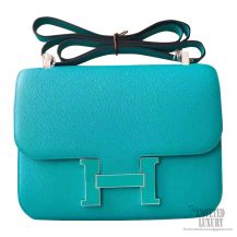 Hermes Constance 23cm Bicolored 7f Blue Paon Epsom Bag Enamel PHW