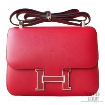 Hermes Constance 23cm Bicolored k1 Rouge Grenade Epsom Bag Enamel PHW