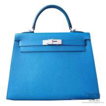 Hermes Kelly 28 Bag 7w Blue Izmir Epsom PHW