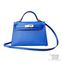 Hermes Mini Kelly II Bag 7t Blue Electric Epsom PHW