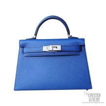 Hermes Mini Kelly II Bag Bicolored 7t Blue Electric Epsom PHW