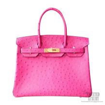 Hermes Birkin 30 Handbag 5j Fuschia Pink Ostrich GHW