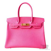 Hermes Birkin 30 Handbag Bicolored 5r Rose Shocking Chevre Myzore GHW