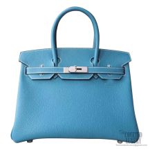 Hermes Birkin 30 Handbag ck75 Blue Jean Togo PHW