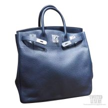 Hermes Birkin Hac 40 Bag 7L Blue De Malte Clemence Calskin SHW
