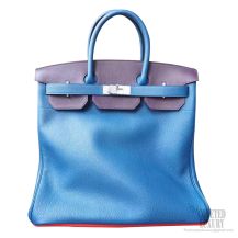 Hermes Birkin Hac 40 Bag Multicolored 7w Blue Izmir Clemence Calskin SHW