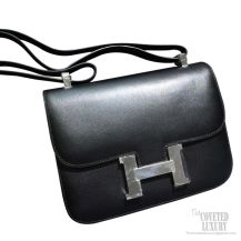 Hermes Constance 23 Bag Black Tadelakt SHW