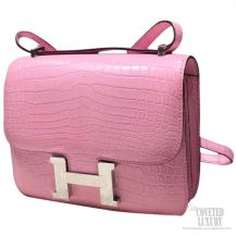 Hermes Constance 23 Bag Pink 5P Crocodile SHW