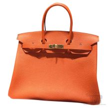 Hermes Birkin 35 cm Togo Bag Orange GHW