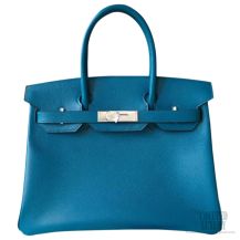 Hermes Birkin 35 Bag Blue Izmir Epsom SHW