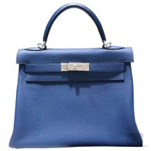 Hermes Kelly 32 Bag Blue De Galice Togo SHW