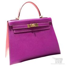 Hermes Kelly 28 Bag Bicolor Anemone p9 Leather GHW