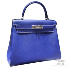 Hermes Kelly 28 Blue Electric 7T Epsom Leather SHW