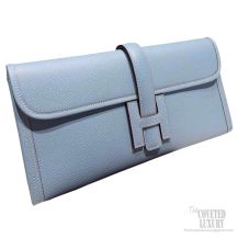 Hermes Jige Elan Clutch Pale Blue Epsom Leather