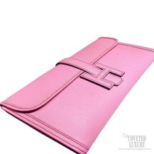 Hermes Jige Elan Clutch Cherry Pink Epsom Leather