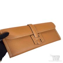 Hermes Jige Elan Clutch Brown Epsom Leather