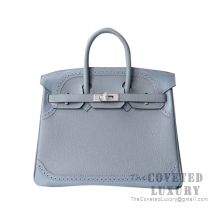 Hermes Birkin 25 Handbag J7 Bleu Lin Togo SHW
