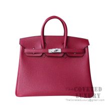 Hermes Birkin 25 Handbag K1 Rouge Grenat Togo SHW