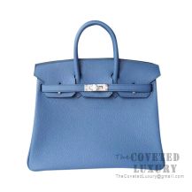 Hermes Birkin 25 Handbag R2 Blue Agate Togo SHW
