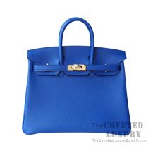 Hermes Birkin 25 Handbag I7 Blue Zellige Togo GHW
