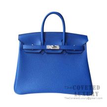 Hermes Birkin 25 Handbag I7 Blue Zellige Togo SHW