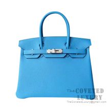 Hermes Birkin 25 Handbag 2T Blue Paradise Togo SHW