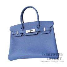 Hermes Birkin 30 Bag R2 Blue Agate Clemence SHW
