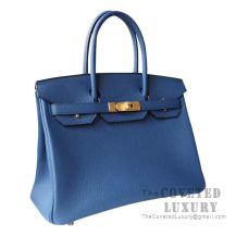 Hermes Birkin 30 Bag S7 Blue De Galice Togo GHW