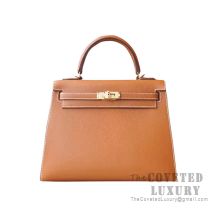 Hermes Kelly 25 Handbag CC37 Gold Epsom GHW