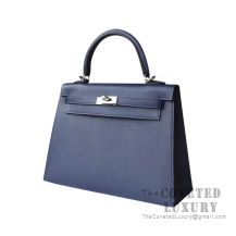 Hermes Kelly 25 Handbag M3 Blue Encre Epsom SHW