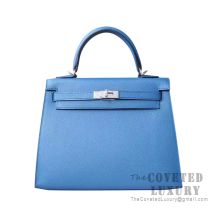 Hermes Kelly 25 Handbag R2 Blue Agate Epsom SHW