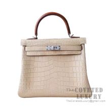 Hermes Kelly 25 Bag Poussiere Matte Niloticus And Barenia SHW