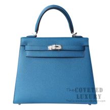 Hermes Kelly 28 Handbag 7W Blue Izmir Epsom SHW