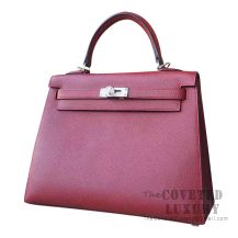 Hermes Kelly 28 Handbag CC55 Rouge H Epsom SHW