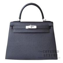 Hermes Kelly 28 Handbag 89 Noir Epsom SHW