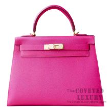 Hermes Kelly 28 Handbag L3 Rose Purple Epsom GHW