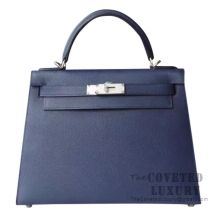 Hermes Kelly 28 Handbag M3 Blue Encre Epsom SHW