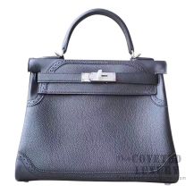 Hermes Kelly 28 Handbag 89 Noir Togo And Swift Ghillies SHW