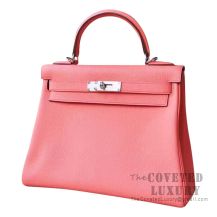 Hermes Kelly 28 Handbag 8T Rose Candy Togo SHW