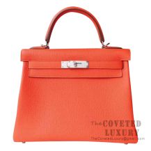 Hermes Kelly 28 Handbag 8V Orange Poppy Togo SHW