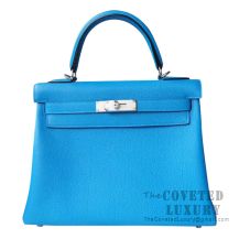 Hermes Kelly 28 Handbag B3 Blue Zanzibar Togo SHW