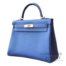 Hermes Kelly 28 Handbag CC73 Blue Saphir Togo SHW
