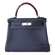 Hermes Kelly 28 Handbag CC76 Blue Indigo Togo SHW
