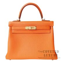 Hermes Kelly 28 Handbag CC93 Orange Togo GHW
