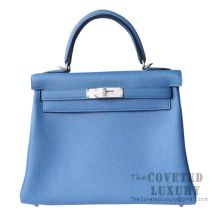 Hermes Kelly 28 Handbag R2 Blue Agate Togo SHW