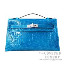 Hermes Mini Kelly I Bag 7W Blue Izmir Shiny Alligator SHW
