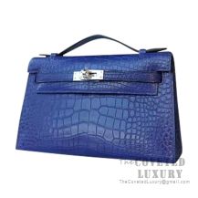 Hermes Mini Kelly I Bag CC73 Blue Saphir Shiny Alligator SHW