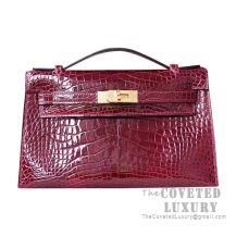 Hermes Mini Kelly I Bag F5 Bourgogne Shiny Alligator GHW