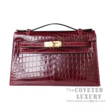 Hermes Mini Kelly I Bag F5 Bourgogne Shiny Niloticus GHW